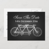 Carte Postale Faire-part Simple Enregistrer La Date Tandem Vélo Noir (Devant / Derrière)