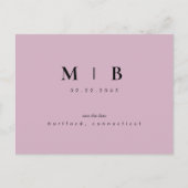 Carte Postale Faire-part Simple et élégant Monogram Lavender II Enregistrer (Devant)