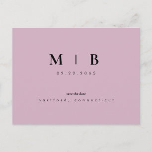 Carte Postale Faire-part Simple et élégant Monogram Lavender II Enregistrer