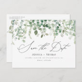 Carte Postale Faire-part Simple Eucalyptus Moderne Calligraphie Enregistrer (Devant / Derrière)