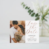 Carte Postale Faire-part Simple Faire Mariage Terracotta Date d'Économiser (Debout devant)