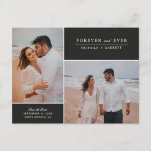 Carte Postale Faire-part Simple Forever Two Photo Save the Date Noir