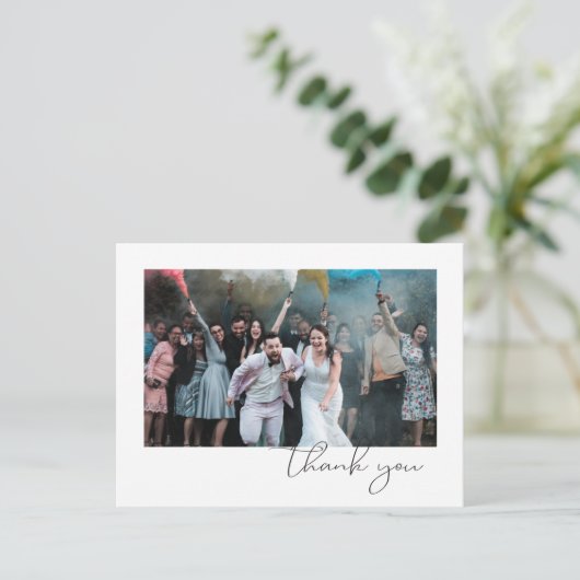 Carte Postale Faire-part Simple Fun Script Font Invité Photo Mariage (Debout devant)
