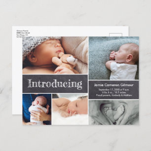 Carte Postale Faire-part Simple introduction Chalkboard Multiples photos de