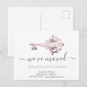 Carte Postale Faire-part Simple I've Moved Floral Key New Address (Devant / Derrière)