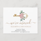 Carte Postale Faire-part Simple, j'ai déplacé des Roses clés Nouvelle adres (Devant)