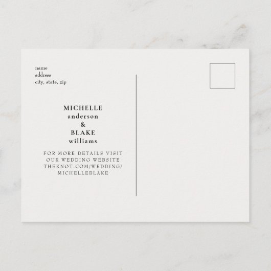 Carte Postale Faire-part Simple lisse crème Monogramme Enregistrer le Maria (Dos)