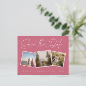 Carte Postale Faire-part Simple Magenta rose photo mariage Enregistrer la d (Debout devant)