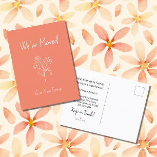 Carte Postale Faire-part Simple Marguerite Nous Avons Déménagé Nouvelle Mai