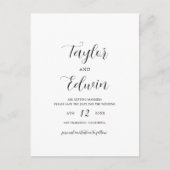 Carte Postale Faire-part Simple Mariage Moderne Contemporain Économisez La  (Devant)