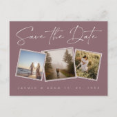 Carte Postale Faire-part Simple Mariage Photo Save the Date Violet Prune (Devant)