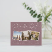 Carte Postale Faire-part Simple Mariage Photo Save the Date Violet Prune (Debout devant)