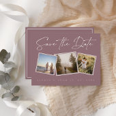Carte Postale Faire-part Simple Mariage Photo Save the Date Violet Prune