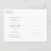 Carte Postale Faire-part Simple Modern Blue Script Photo Enregistrer la dat (Dos)