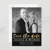 Carte Postale Faire-part Simple Modern Enregistrer la photo de la date (Devant / Derrière)