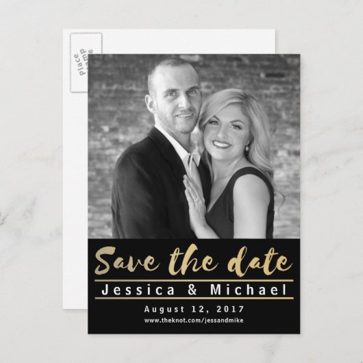 Carte Postale Faire-part Simple Modern Enregistrer la photo de la date (Devant / Derrière)