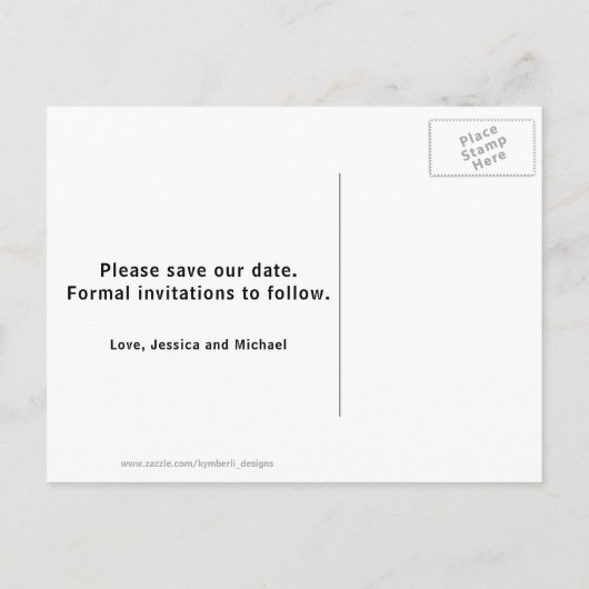 Carte Postale Faire-part Simple Modern Enregistrer la photo de la date (Dos)