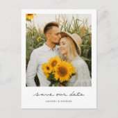 Carte Postale Faire-part Simple Modern Script Photo Enregistrer le Mariage (Devant)