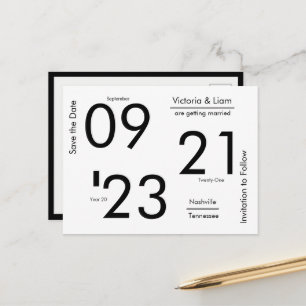 Carte Postale Faire-part Simple Modern Typography Nom Enregistrer la date