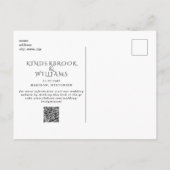 Carte Postale Faire-part Simple Moderne B/N Monogramme Code QR Enregistrer (Dos)
