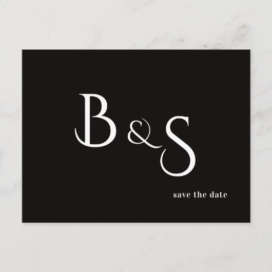 Carte Postale Faire-part Simple Moderne B/N Monogramme Code QR Enregistrer (Devant)