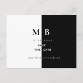 Carte Postale Faire-part Simple moderne B/W Monogramme Mariage Enregistrer  (Devant)