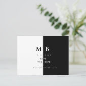 Carte Postale Faire-part Simple moderne B/W Monogramme Mariage Enregistrer  (Debout devant)