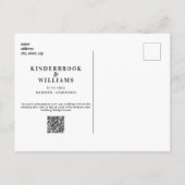 Carte Postale Faire-part Simple Moderne B/W Monogramme QR Code Enregistrer  (Dos)