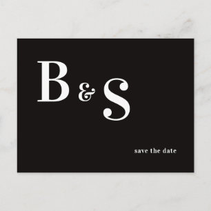 Carte Postale Faire-part Simple Moderne B/W Monogramme QR Code Enregistrer 