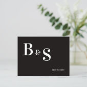 Carte Postale Faire-part Simple Moderne B/W Monogramme QR Code Enregistrer  (Debout devant)