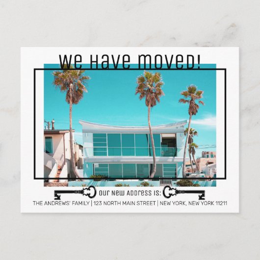 Carte Postale Faire-part Simple moderne Black Key Photo Moving (Devant)