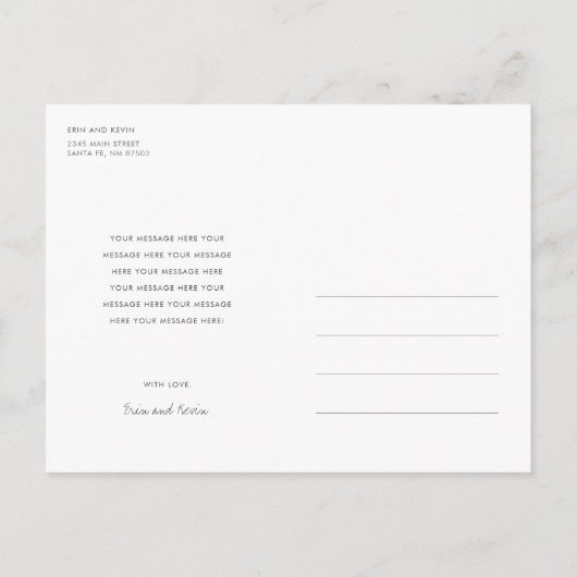 Carte Postale Faire-part Simple moderne Custom Gold Script garçon ou fille  (Dos)