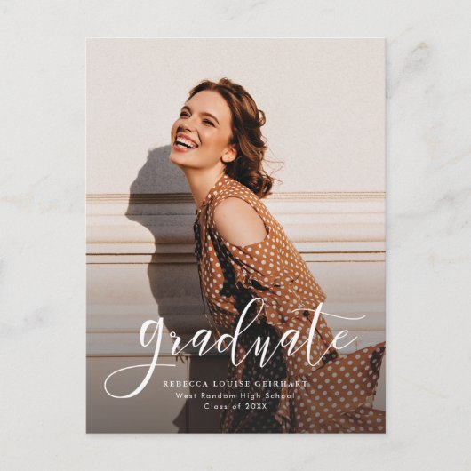 Carte Postale Faire-part Simple Moderne Faire-Photo de Diplôme Script (Devant)