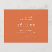 Carte Postale Faire-part Simple moderne minimal Burnt Orange Enregistrer la (Devant)