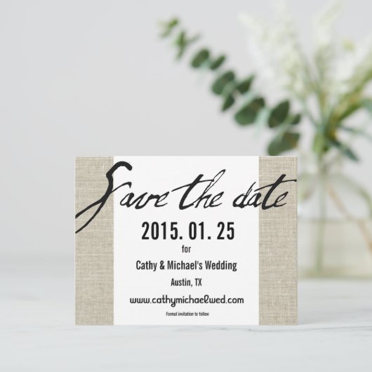 Carte Postale Faire-part Simple moderne noir et blanc Enregistrer la date (Debout devant)