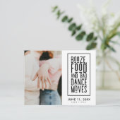 Carte Postale Faire-part Simple Moderne Noir et Blanc Enregistrer la Date P (Debout devant)