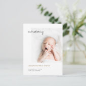 Carte Postale Faire-part Simple Moderne Or Personnalisé Naissance Bébé (Debout devant)