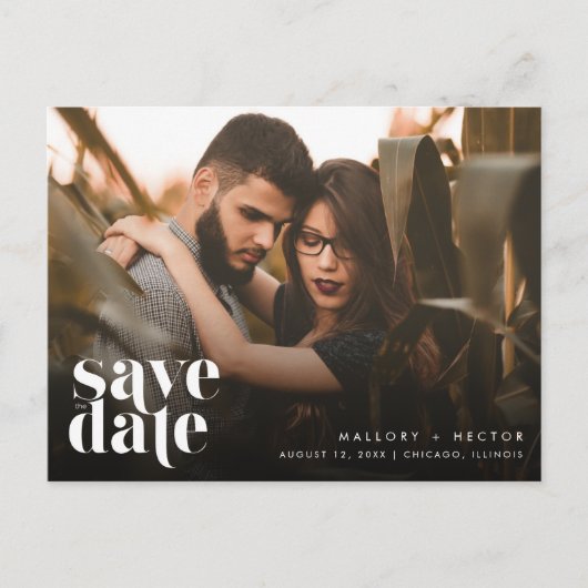 Carte Postale Faire-part Simple moderne photo budget mariage Enregistrer la (Devant)