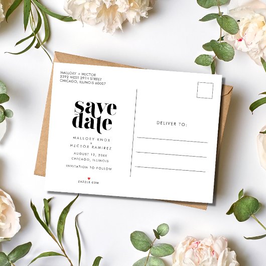 Carte Postale Faire-part Simple moderne photo budget mariage Enregistrer la