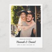 Carte Postale Faire-part Simple Moderne Photo Enregistrer la Date de Mariag (Devant)