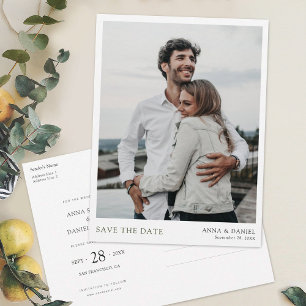 Carte Postale Faire-part Simple Moderne Typographie Verte Photo Enregistrer