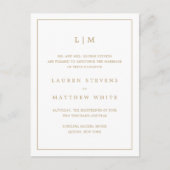 Carte Postale Faire-part Simple Monogramme Antique Or Élégant Mariage (Devant)