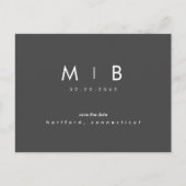 Carte Postale Faire-part Simple Monogramme Charbon Save the Date (Devant)