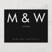 Carte Postale Faire-part Simple Monogramme Code QR N&B Save the Date (Devant)