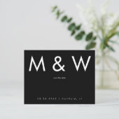 Carte Postale Faire-part Simple Monogramme Code QR N&B Save the Date (Debout devant)
