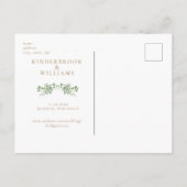 Carte Postale Faire-part Simple Monogramme de Mariage Feuillage Or Save the (Dos)