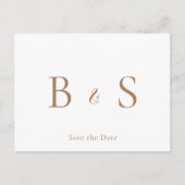 Carte Postale Faire-part Simple Monogramme de Mariage Feuillage Or Save the (Devant)