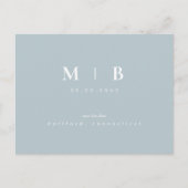 Carte Postale Faire-part Simple Monogramme Hiver Bleu Enregistrer la date Q (Devant)