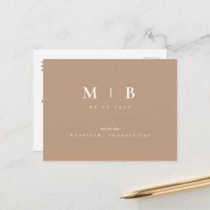 Carte Postale Faire-part Simple Monogramme Neutre Enregistrer la Date QR An