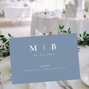 Carte Postale Faire-part Simple Monogramme Periwinkle Save the Date QR